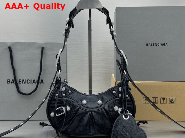 Balenciaga Le Cagole XS Shoulder Bag with Rhinestones Black Replica