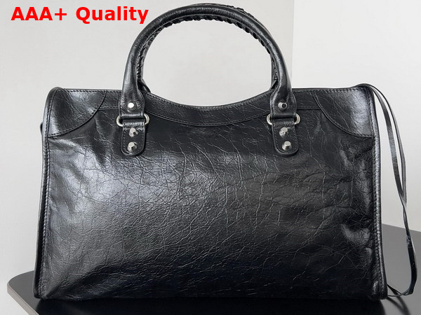 Balenciaga Le City Medium Bag in Black Arena Storico Lambskin Replica