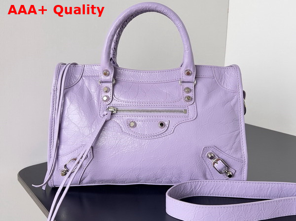 Balenciaga Le City Small Bag in Lilac Arena Lambskin Replica