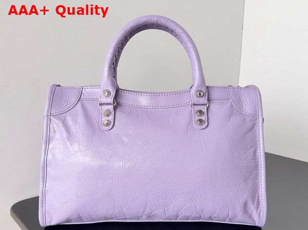 Balenciaga Le City Small Bag in Lilac Arena Lambskin Replica