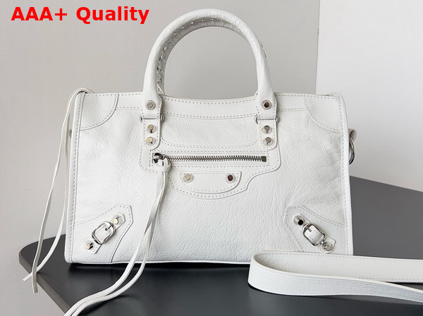 Balenciaga Le City Small Bag in Optic White Arena Storico Lambskin Replica