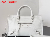 Balenciaga Le City Small Bag in Optic White Arena Storico Lambskin Replica