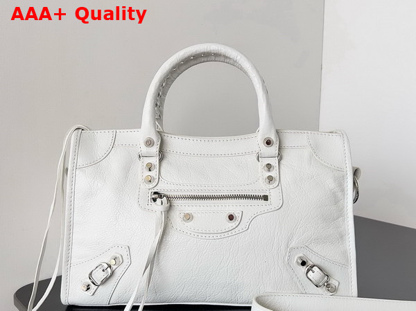 Balenciaga Le City Small Bag in Optic White Arena Storico Lambskin Replica