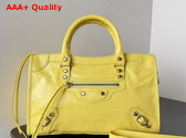 Balenciaga Le City Small Bag in Yellow Arena Lambskin Replica