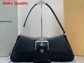 Balenciaga Lindsay Large Shoulder Bag in Black Shiny Smooth Calfskin with Aged Silver Hardware Replica