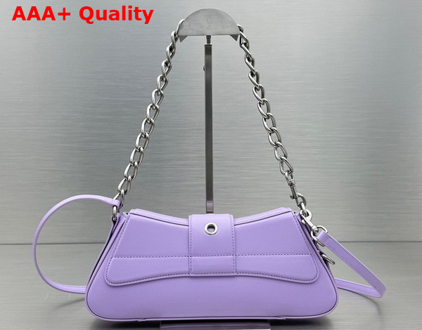 Balenciaga Lindsay Small Shoulder Bag With Strap in Light Purple Shiny Smooth Calfskin Aged Silver Hardware Replica