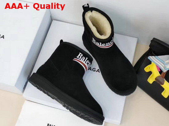 Balenciaga Logo Snow Boot in Black Suede and Shearling Sheepskin Replica