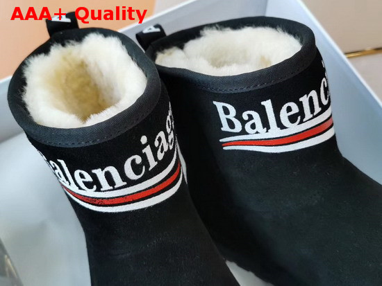 Balenciaga Logo Snow Boot in Black Suede and Shearling Sheepskin Replica