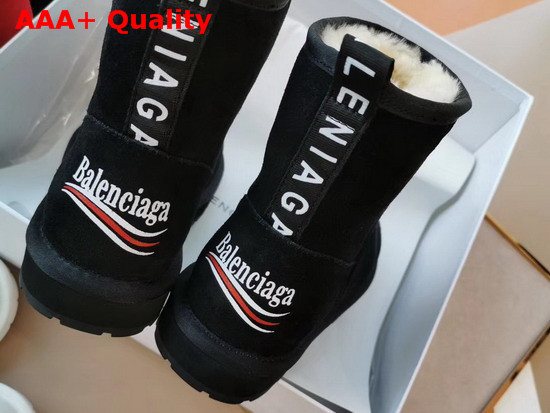 Balenciaga Logo Snow Boot in Black Suede and Shearling Sheepskin Replica