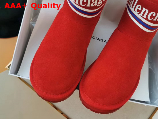 Balenciaga Logo Snow Boot in Red Suede and Shearling Sheepskin Replica