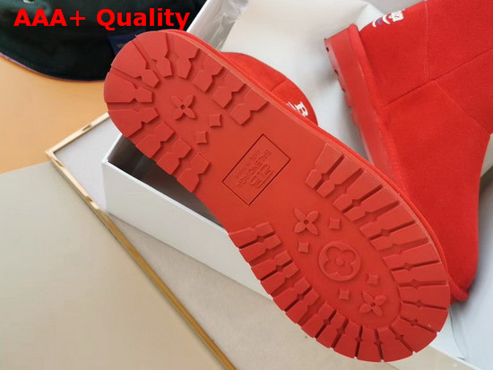 Balenciaga Logo Snow Boot in Red Suede and Shearling Sheepskin Replica