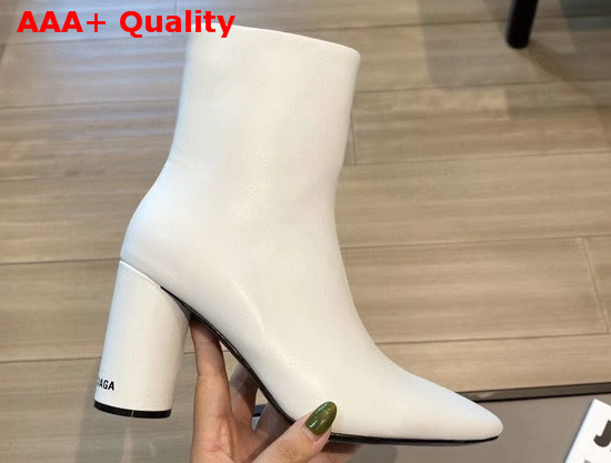 Balenciaga Medium Heel Ankle Boot in White with Round Heel Replica