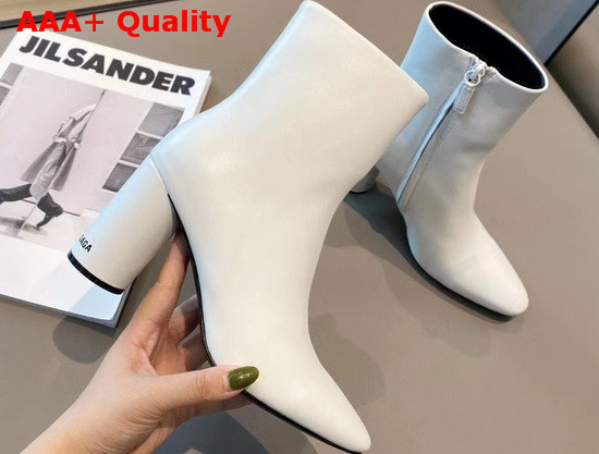 Balenciaga Medium Heel Ankle Boot in White with Round Heel Replica