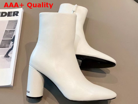 Balenciaga Medium Heel Ankle Boot in White with Round Heel Replica