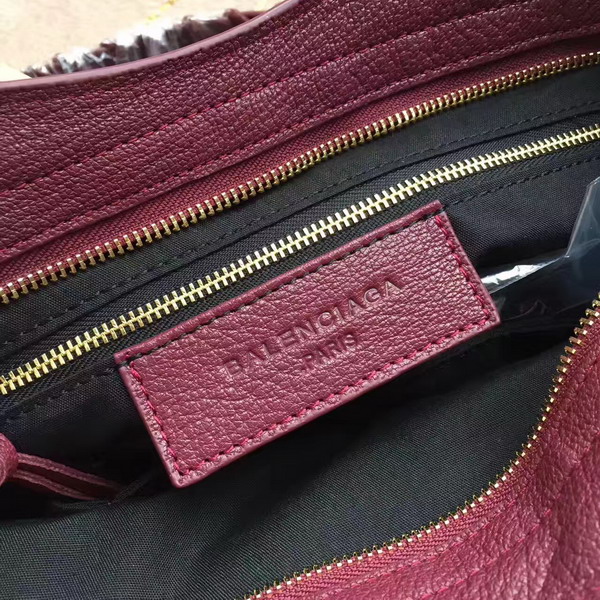 Balenciaga Metallic Edge City Bag in Oxblood Shiny Grained Goatskin with Gold Metal For Sale