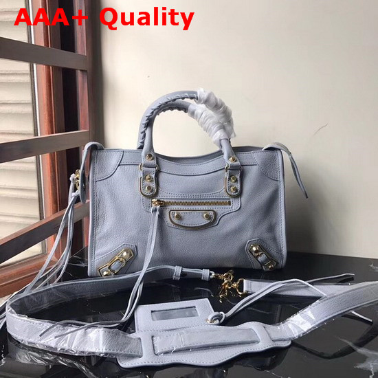 Balenciaga Metallic Edge City S Baby Blue Goatskin Replica