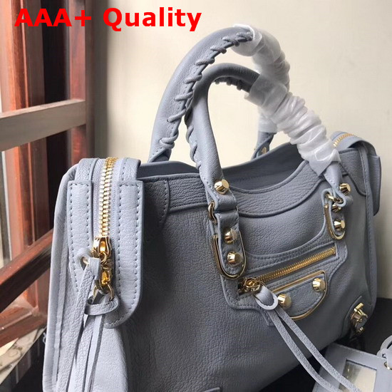 Balenciaga Metallic Edge City S Baby Blue Goatskin Replica