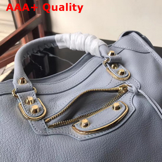 Balenciaga Metallic Edge City S Baby Blue Goatskin Replica