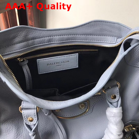 Balenciaga Metallic Edge City S Baby Blue Goatskin Replica