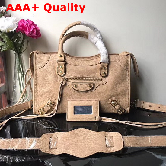 Balenciaga Metallic Edge City S Beige Goatskin Replica