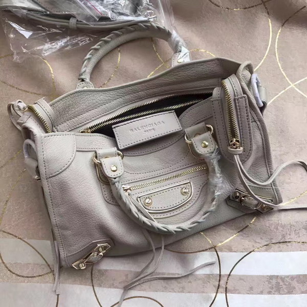 Balenciaga Metallic Edge City S in Beige Shiny Grained Goatskin with Gold Metal For Sale