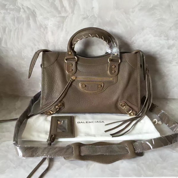 Balenciaga Metallic Edge City S in Khaki Shiny Grained Goatskin For Sale