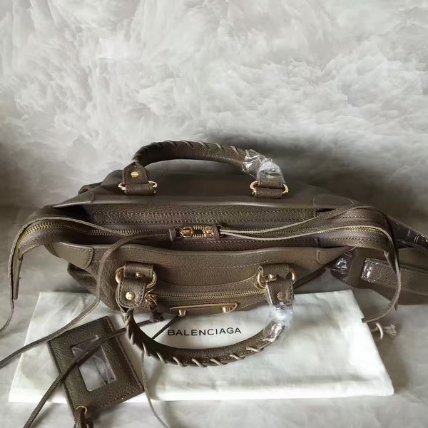 Balenciaga Metallic Edge City S in Khaki Shiny Grained Goatskin For Sale