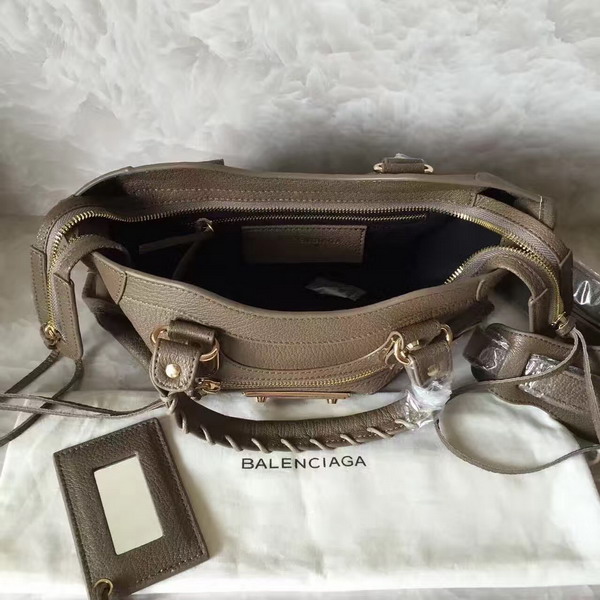 Balenciaga Metallic Edge City S in Khaki Shiny Grained Goatskin For Sale