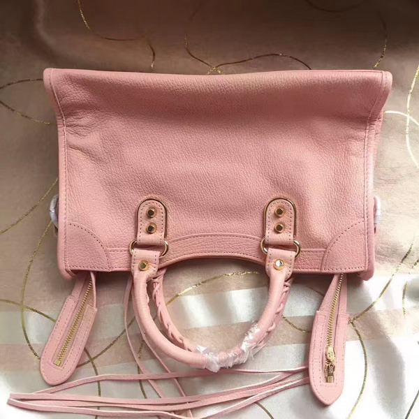 Balenciaga Metallic Edge City S in Light Pink Shiny Grained Goatskin with Gold Metal For Sale