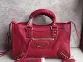 Balenciaga Metallic Edge City S in Red Shiny Grained Goatskin with Gold Metal For Sale