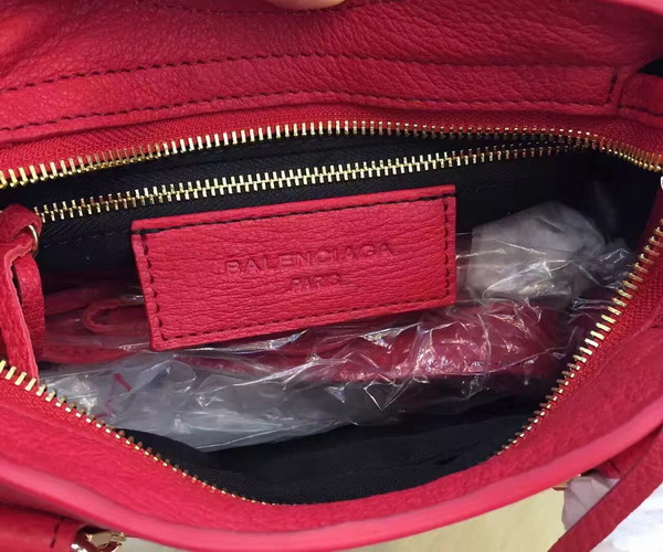 Balenciaga Metallic Edge City S in Red Shiny Grained Goatskin with Gold Metal For Sale