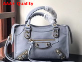 Balenciaga Metallic Edge Mini City Baby Blue Goatskin Replica