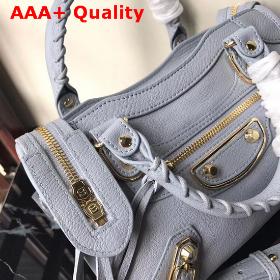 Balenciaga Metallic Edge Mini City Baby Blue Goatskin Replica