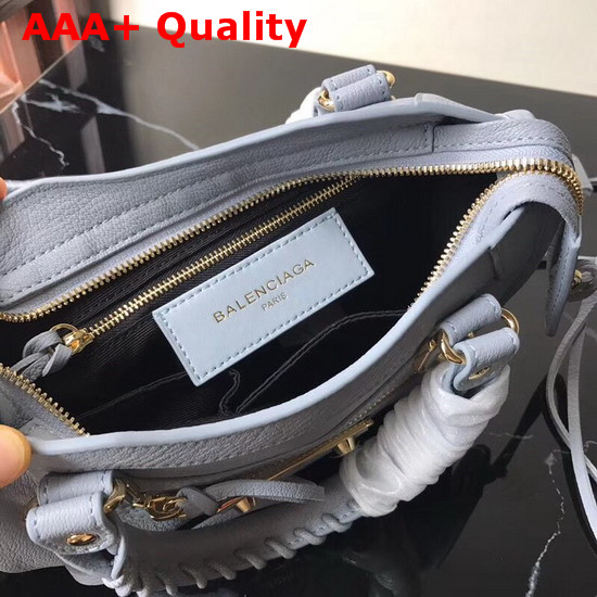 Balenciaga Metallic Edge Mini City Baby Blue Goatskin Replica