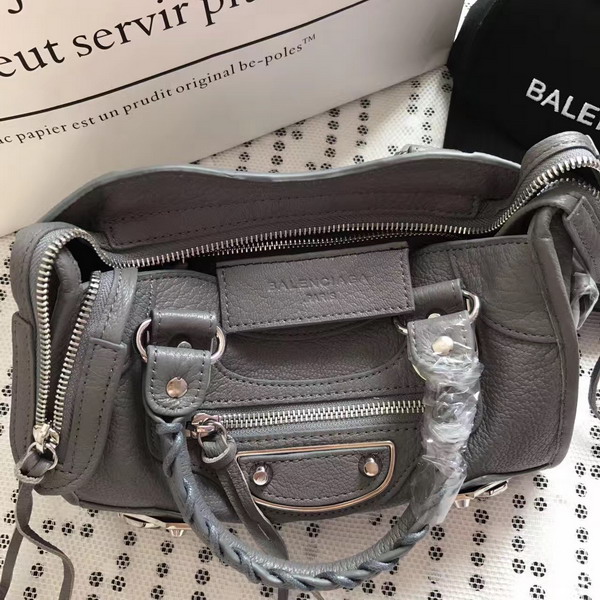 Balenciaga Metallic Edge Mini City Bag in Grey Shiny Grained Goatskin with Gold Metal For Sale