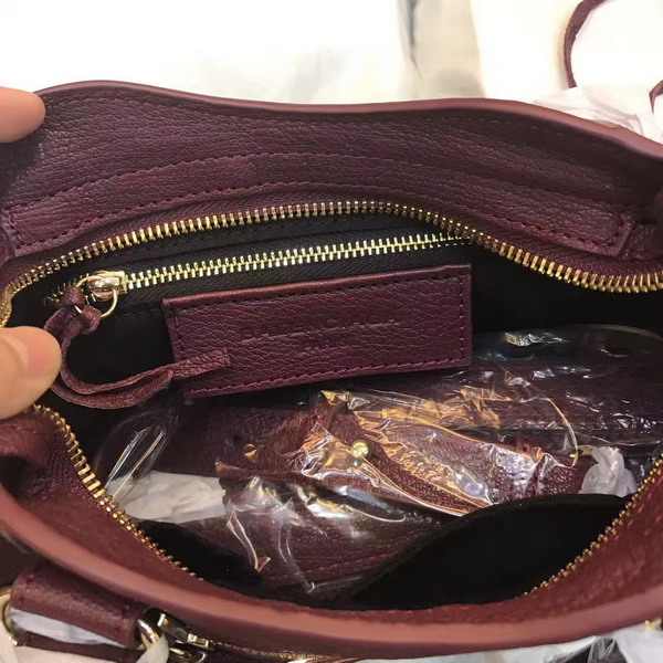 Balenciaga Metallic Edge Mini City Bag in Oxblood Shiny Grained Goatskin with Gold Metal For Sale