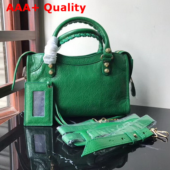 Balenciaga Mini City Bag in Green Crackle Lambskin Replica