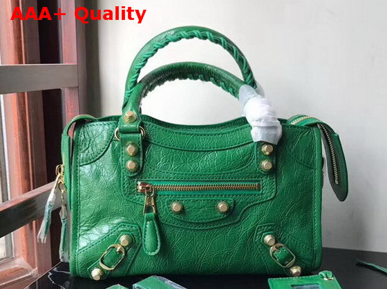 Balenciaga Mini City Bag in Green Crackle Lambskin Replica