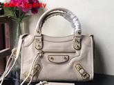 Balenciaga Mini Edge City Bag in Light Grey Grained Goatskin Replica