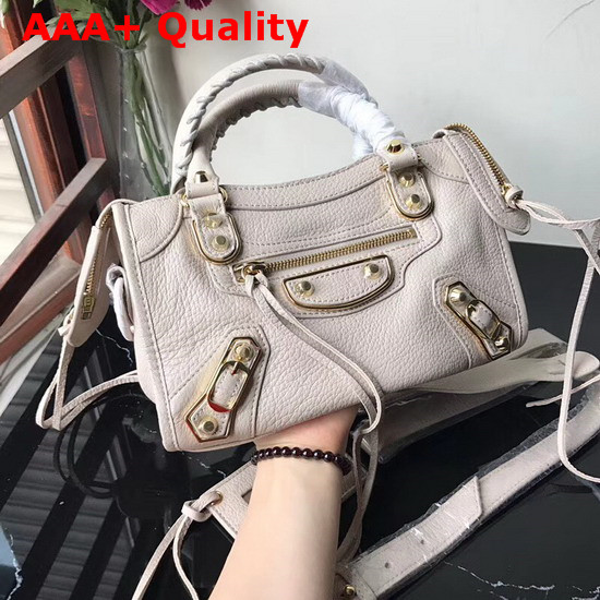 Balenciaga Mini Edge City Bag in Light Grey Grained Goatskin Replica