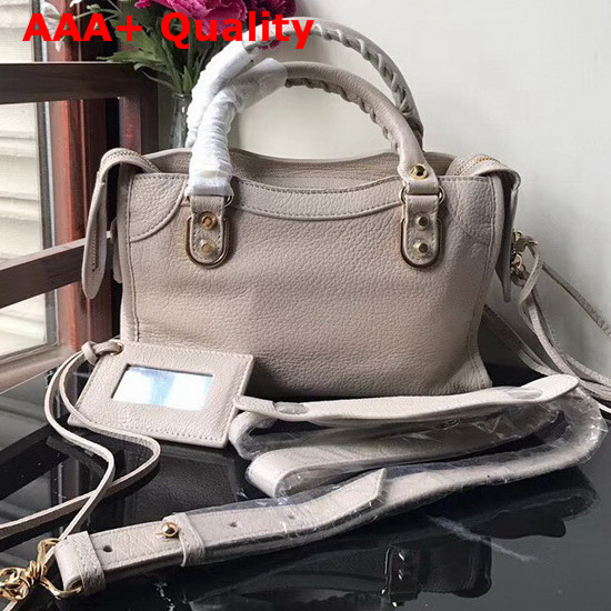 Balenciaga Mini Edge City Bag in Light Grey Grained Goatskin Replica