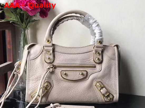 Balenciaga Mini Edge City Bag in Light Grey Grained Goatskin Replica