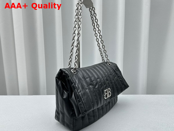 Balenciaga Monaco Medium Chain Bag in Black Quilted Thin Calfskin Aged Silver Hardware Replica