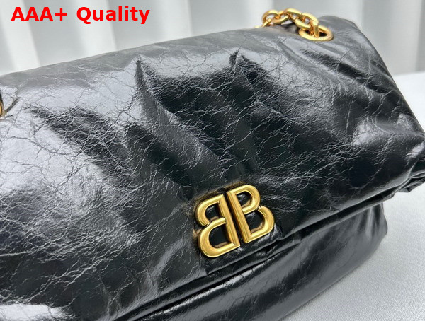 Balenciaga Monaco Small Chain Bag in Black Arena Calfskin Replica