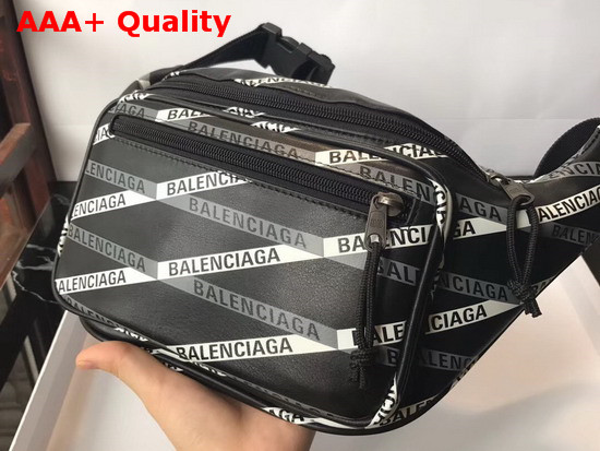 Balenciaga Monogram Explorer Beltpack Black and White Calfskin Belt Pack Replica