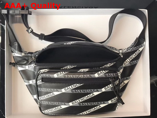 Balenciaga Monogram Explorer Beltpack Black and White Calfskin Belt Pack Replica