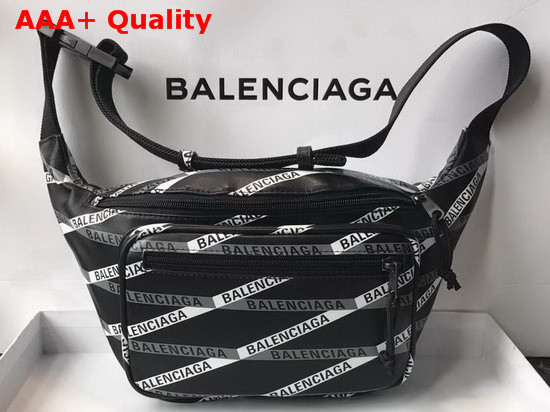 Balenciaga Monogram Explorer Beltpack Black and White Calfskin Belt Pack Replica