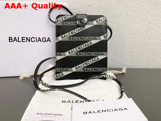 Balenciaga Monogram Explorer Strap Wallet Black and Dark Grey Soft Calfskin Replica