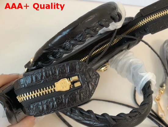 Balenciaga Nano Metallic Edge City Bag Black Crocodile Effect Replica