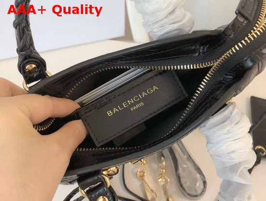 Balenciaga Nano Metallic Edge City Bag Black Crocodile Effect Replica